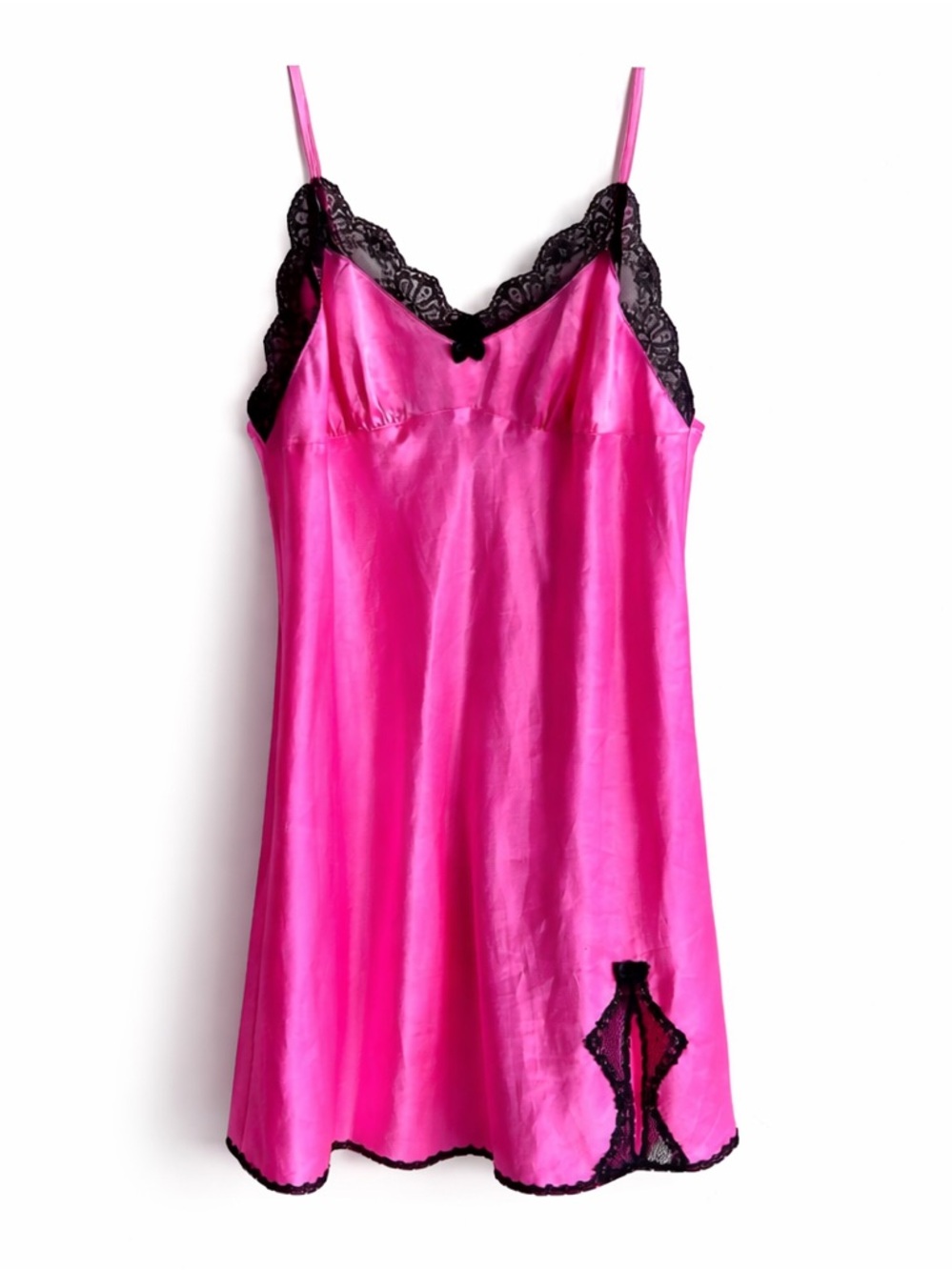 Y2K Betsey Johnson Mini Hot Pink Satin Slip Dress